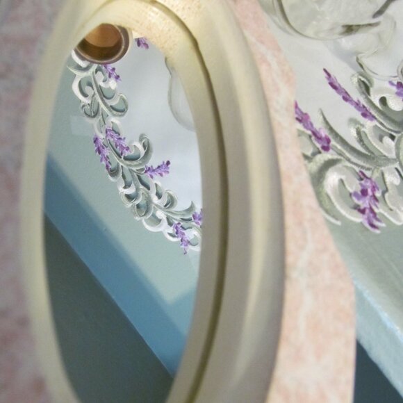 Home Interiors Sconce Ruffled Edge Glass Candle Holder Mirrored Pink Marble Look - Picture 11 of 16